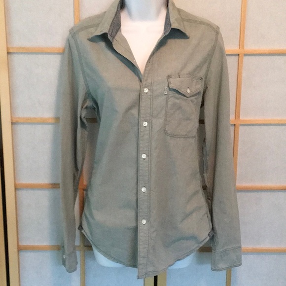 Levi’s Button Front Cotton Denim Shirt Blue Gray Sz S - Picture 2 of 8